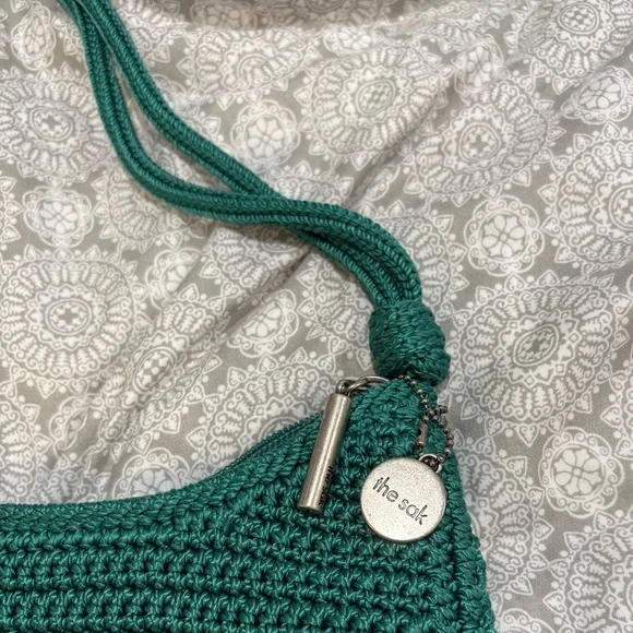 The Sak Emerald Green Crochet Shoulder Bag with Crescent Shape - Picture 2 of 2
